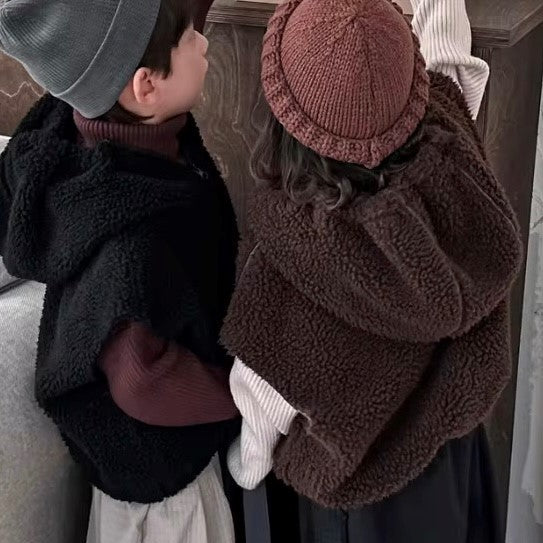 Teddy Sleeveless Vest Hoodie (Black)